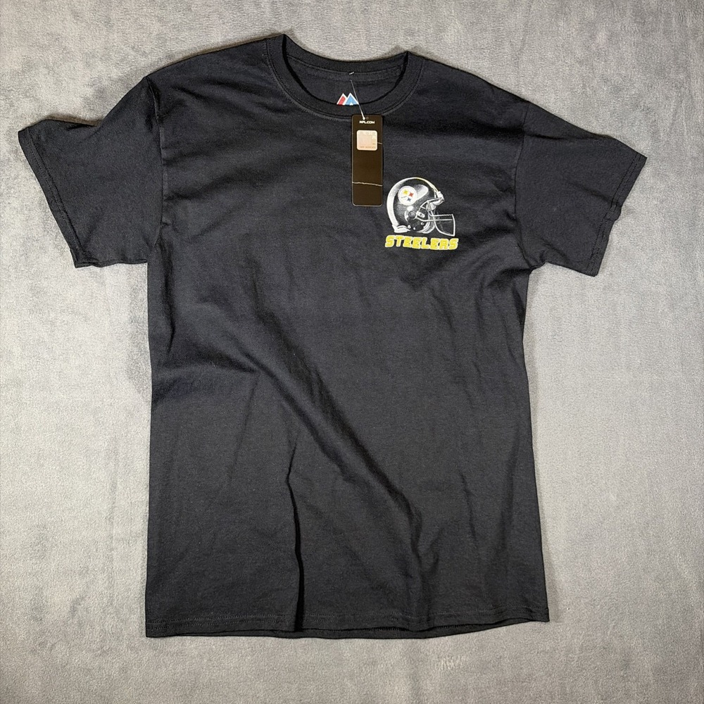 NWT Vintage Majestic NFL Team Apparel Pittsburgh Steelers Black M Graphic Tshirt